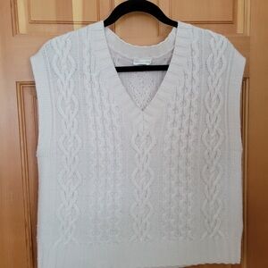 Garnet Hill CASHMERE sweater vest, cream, small